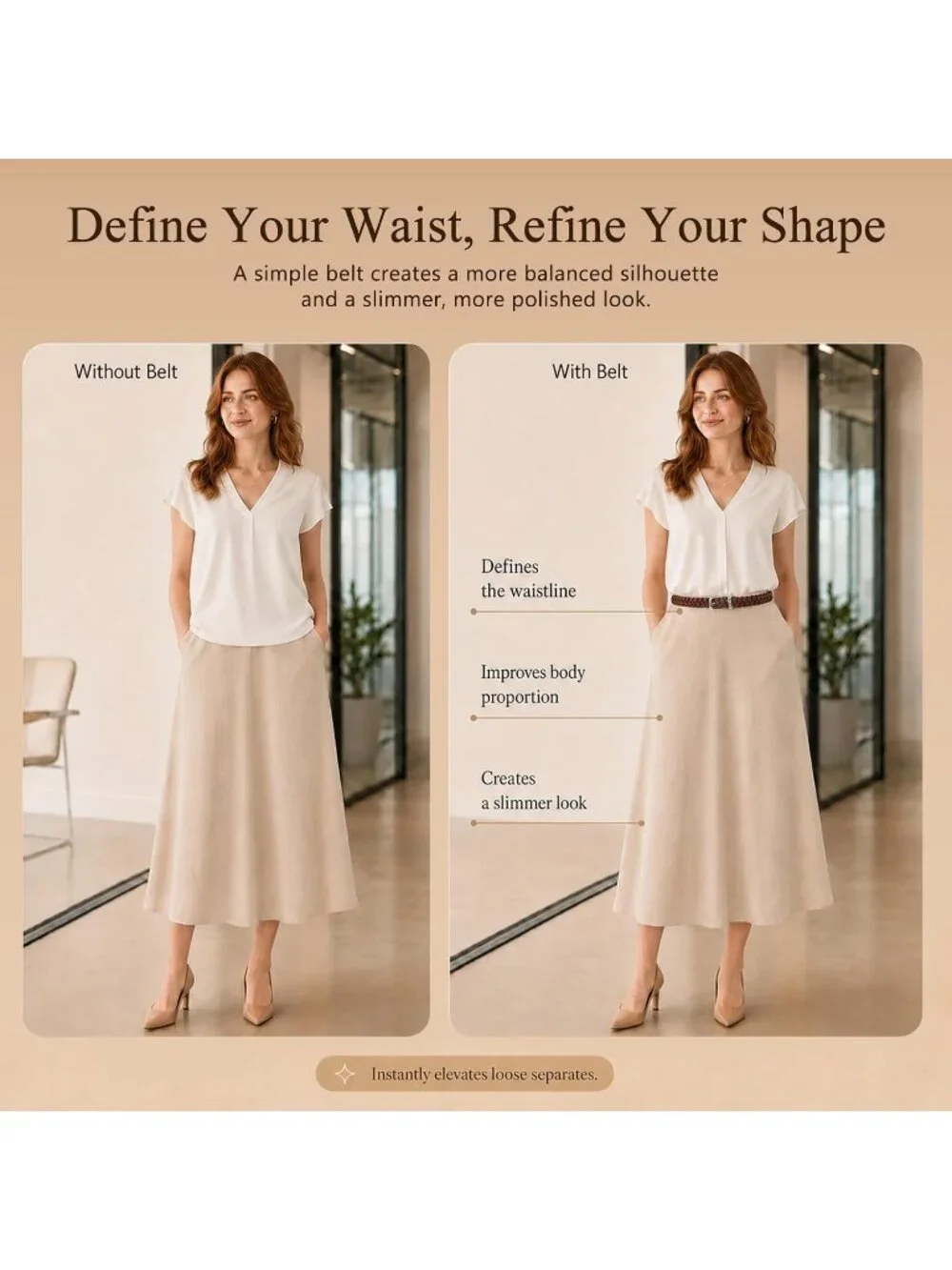 Women Pale Brown Leather Dress Belt For Jeans Pants Fashion With Silver Buckle